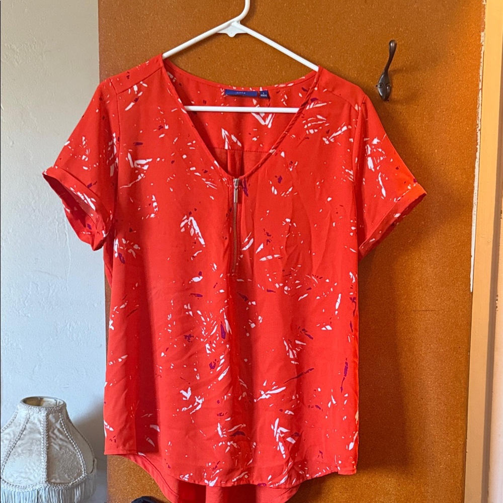 Apt. 9 Vivid Red Blouse with White Accents
